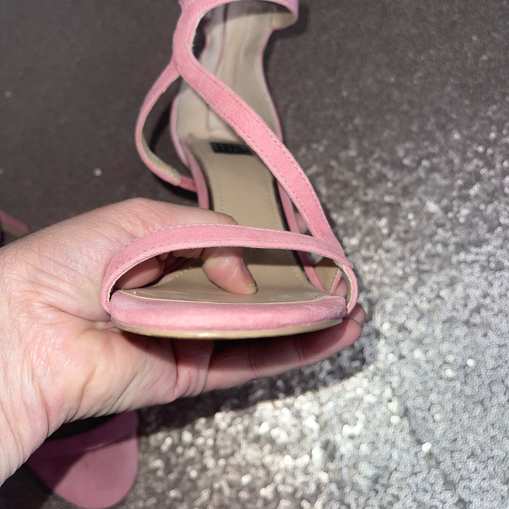 WHITE HOUSE BLACK MARKET Pink Suede Strappy Heels - Picture 9 of 12